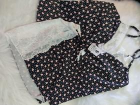 Baby Doll tamanho P - Estampado com renda branca