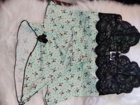 Baby Doll tamanho P - Estampado com renda preta.