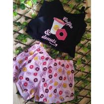 Baby dool pijama feminino blogueira de ondinha crooped personagens short dool blogueirinha