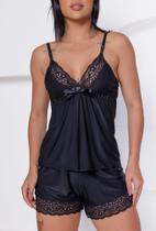 Baby dool sensual com renda feminino conjuto