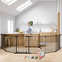 Baby Gate COMOMY 150 extra largo com porta de 30 cm de altura, preto