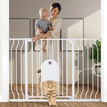 Baby Gate COMOMY 30 cm de altura x 123-123 cm de largura com porta para gatos branca