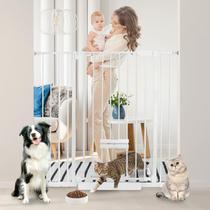 Baby Gate NexusSmash de 104 cm de altura com porta pequena para gatos branca Baby Gate NexusSmash de 104 cm de altura com porta pequena para gatos branca