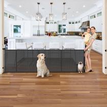 Baby Gate Sair Pet retrátil de 150 cm de largura com porta para gatos Baby Gate Sair Pet retrátil de 150 cm de largura com porta para gatos