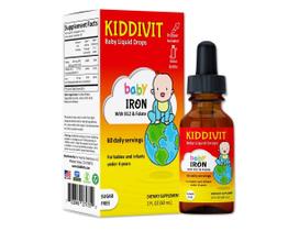Baby Iron Liquid Drops Kiddivit com vitamina B12 e folato 60 ml