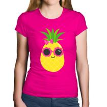 Baby Look Algodão Abacaxi Óculos e Laço - Foca na Moda