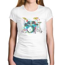 Baby Look Algodão Bateria Arte - Foca na Moda