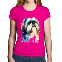 Baby Look Algodão Cachorro Shih Tzu Watercolor - Foca na Moda