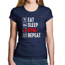 Baby Look Algodão Eat, Sleep, Gym, Repeat - Foca na Moda