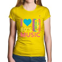 Baby Look Algodão I love 80's music - Foca na Moda