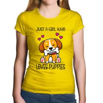 Baby Look Algodão Just A Girl Who Loves Puppies - Foca na Moda