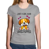 Baby Look Algodão Just A Girl Who Loves Puppies - Foca na Moda