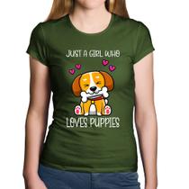 Baby Look Algodão Just A Girl Who Loves Puppies - Foca na Moda