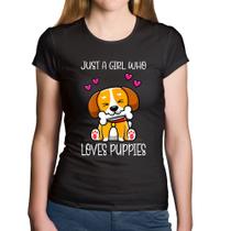Baby Look Algodão Just A Girl Who Loves Puppies - Foca na Moda