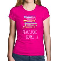 Baby Look Algodão Peace Love Books - Foca na Moda