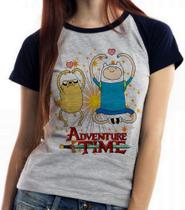 Baby look blusa feminina ou Camiseta unissex Adventure Time Jake Finn corações