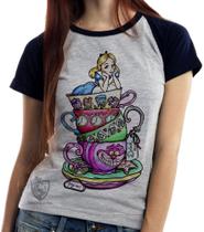 Baby look blusa feminina ou Camiseta unissex Alice & Gato