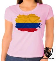 Baby look blusa Feminina ou Camiseta Unissex bandeira Colu00f4mbia america latina