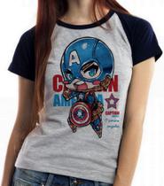 Baby look blusa feminina ou Camiseta unissex Capitão América