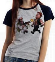 Baby look blusa feminina ou Camiseta unissex Chuck Norris vs Bin Laden