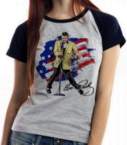 Baby look blusa feminina ou Camiseta unissex Elvis Presley bandeira EUA