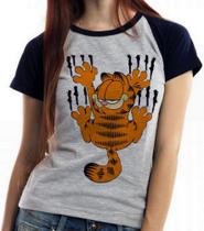 Baby look blusa feminina ou Camiseta unissex Garfield arranhando