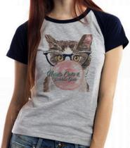 Baby look blusa Feminina ou Camiseta Unissex Gatos bubble gum Baby look blusa Feminina ou Camiseta Unissex Gatos bubble gum