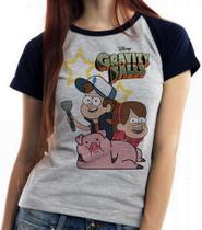 Baby look blusa feminina ou Camiseta unissex Gravity Falls Dipper Mabel estrelas Baby look blusa feminina ou Camiseta unissex Gravity Falls Dipper Mabel estrelas