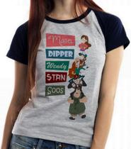 Baby look blusa feminina ou Camiseta unissex Gravity Falls pilha nomes