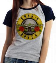 Baby look blusa feminina ou Camiseta unissex Guns in Roses