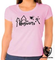 Baby look blusa Feminina ou Camiseta Unissex Hogwarts harry potter varinha estrelas