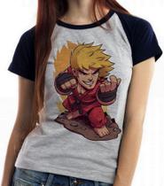Baby look blusa Feminina ou Camiseta Unissex Ken Street Fighter Baby look blusa Feminina ou Camiseta Unissex Ken Street Fighter