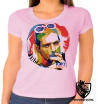 Baby look blusa Feminina ou Camiseta Unissex Kurt Cobain nirvana smoking colorido fumando Baby look blusa Feminina ou Camiseta Unissex Kurt Cobain nirvana smoking colorido fumando