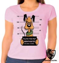 Baby look blusa Feminina ou Camiseta Unissex Pluto preso prisão cachorro