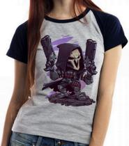 Baby look blusa feminina ou Camiseta unissex Reaper Overwatch