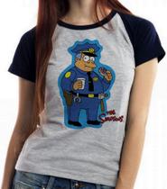 Baby look blusa Feminina ou Camiseta Unissex Simpsons Policial Baby look blusa Feminina ou Camiseta Unissex Simpsons Policial