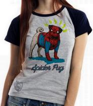 Baby look blusa Feminina ou Camiseta Unissex Spider Pug