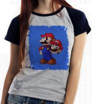 Baby look blusa feminina ou Camiseta unissex Super Mário pixel Baby look blusa feminina ou Camiseta unissex Super Mário pixel