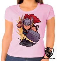 Baby look blusa Feminina ou Camiseta Unissex THOR martelo super heroi Baby look blusa Feminina ou Camiseta Unissex THOR martelo super heroi