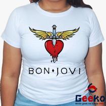 Baby Look Bon Jovi 100% Algodão Diversas Cores - Rock - Geeko