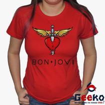 Baby Look Bon Jovi 100% Algodão Diversas Cores - Rock - Geeko
