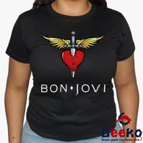 Baby Look Bon Jovi 100% Algodão Diversas Cores - Rock - Geeko