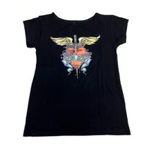 Baby Look Bon Jovi Blusa Camiseta Blusinha Feminina Banda de Rock Sfm414 - Feminino
