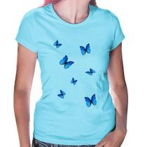 Baby Look Borboletas Azuis - Foca na Moda