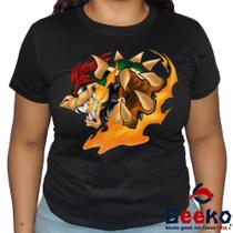 Baby Look Bowser 100% Algodão Super Mario Bros Geeko