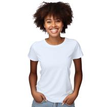 Baby Look Branca Lisa Feminina Adulto Algodão com Poliéster