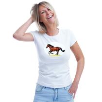 Baby Look Cavalo Horse Alazão Personalizada Feminina Adulto Algodão com Poliéster
