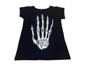 Baby Look Caveira Esqueleto Mão Rock Blusa Blusinha Camiseta Feminina Sfm468 BM