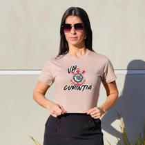 Baby Look Cropped Blusinha Torida Curintia Corinthians Timão Casual Passeio Feminino