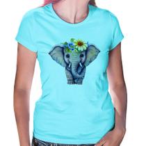 Baby Look Elefante E Flores - Foca na Moda